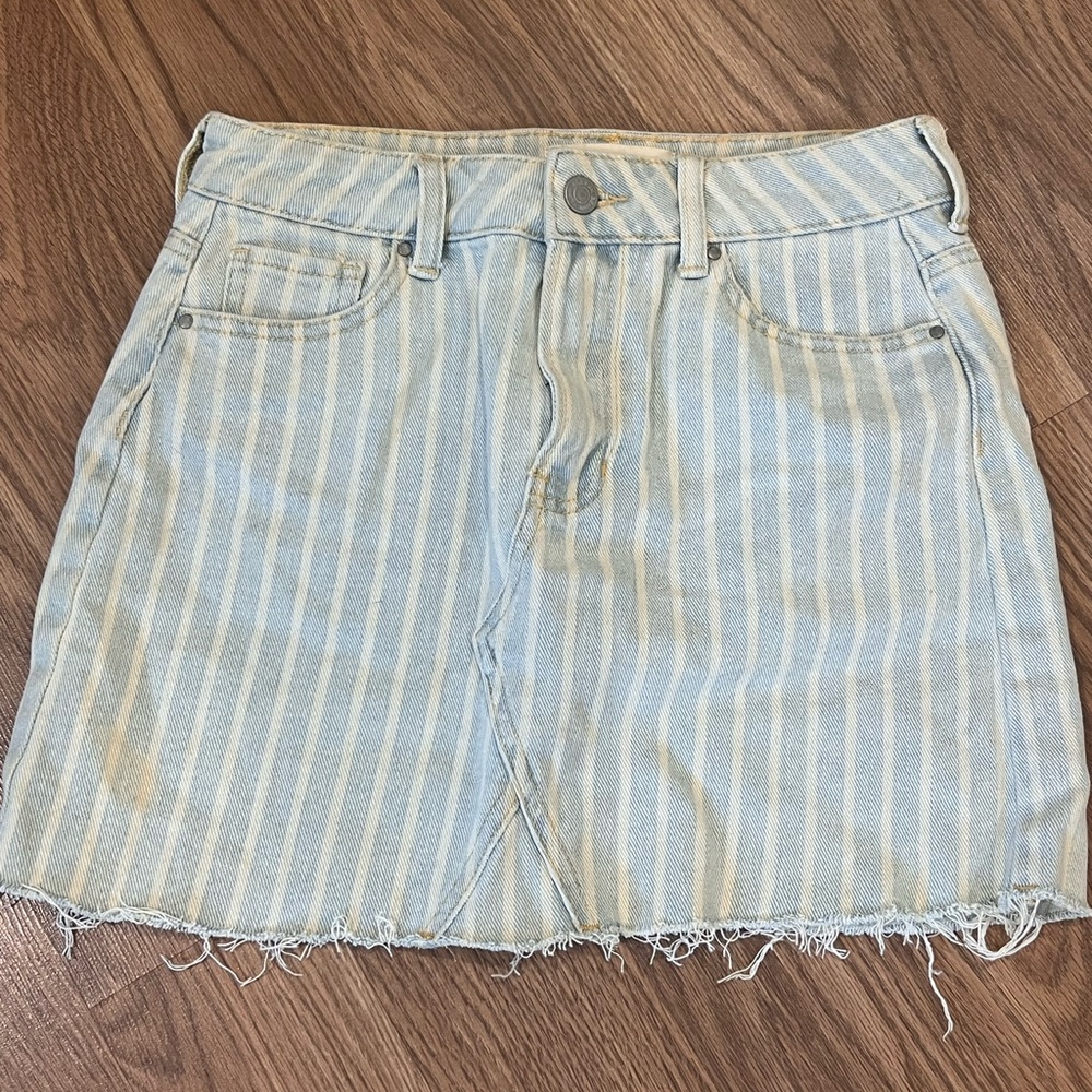 PacSun Light Blue Striped Mini Skirt